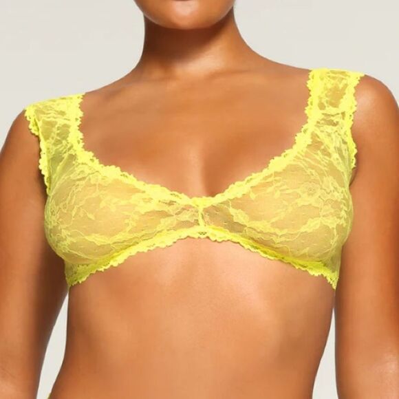 NWT SKIMS Stretch Lace Intimates Plunge Bralette In Yellow Neon Lingerie Bra - Picture 3 of 8